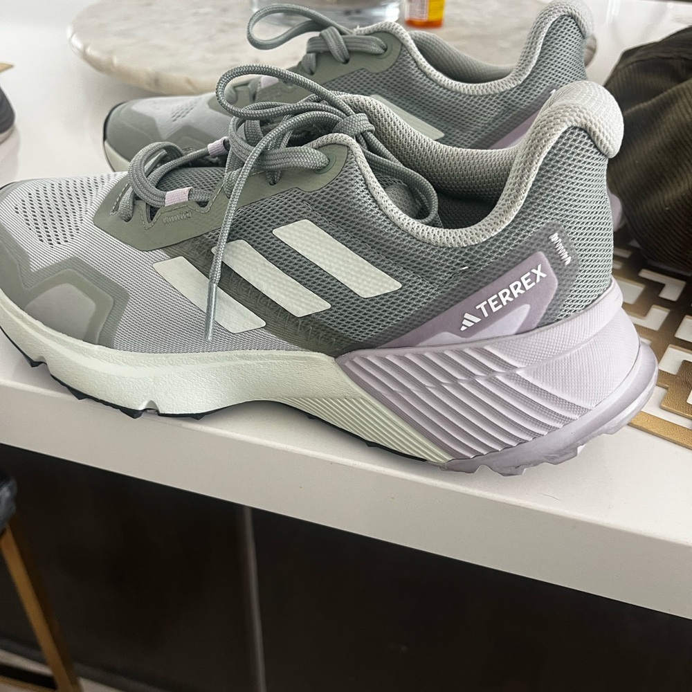 Adidas Terrex Women's Sage and Lavender Sneakers - Picture 2 of 4